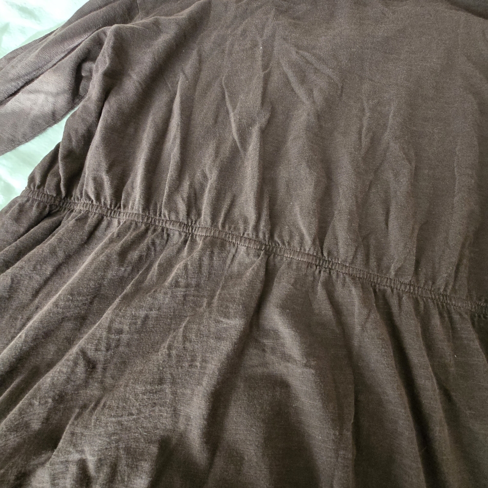 Mododoc Peplum Back Top Small Brown Soft Knit Minimalist Casual Swing Tee - Picture 10 of 10